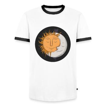 Moon and sun - Men's Ringer Shirt - white/black - Front - AI Model Female 172 light (172cm) & AI Model Male 178 dark (178cm)
