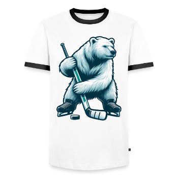 Ours polaire Ours polaire Hockey Sports de hockey sur glace - T-shirt contrasté Homme - blanc/noir - Devant - AI Model Female 172 light (172cm) & AI Model Male 178 dark (178cm)