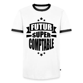 futur super comptable - T-shirt contrasté Homme - blanc/noir - Devant - AI Model Female 172 light (172cm) & AI Model Male 178 dark (178cm)