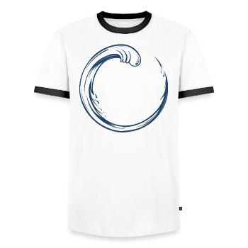 Paix ying yang vague méditation zen bouddhisme - T-shirt contrasté Homme - blanc/noir - Devant - AI Model Female 172 light (172cm) & AI Model Male 178 dark (178cm)