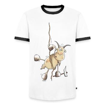 Aventureux Capricorne - Alpinistes - T-shirt contrasté Homme - blanc/noir - Devant - AI Model Female 172 light (172cm) & AI Model Male 178 dark (178cm)
