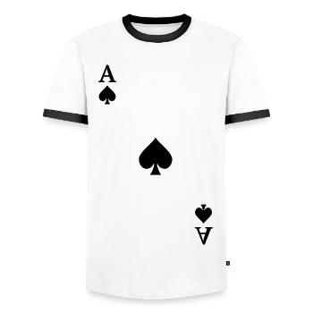 Spielkarten Kontrast - Pik-Ass - Männer Kontrast-T-Shirt - Weiß/Schwarz - Vorne - AI Model Female 172 light (172cm) & AI Model Male 178 dark (178cm)