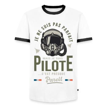 parfait pilote avion de chasse Cadeau humour armée - T-shirt contrasté Homme - blanc/noir - Devant - AI Model Female 172 light (172cm) & AI Model Male 178 dark (178cm)