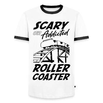 Scary or Addicted Roller Coaster - Men's Ringer Shirt - white/black - Front - AI Model Female 172 light (172cm) & AI Model Male 178 dark (178cm)