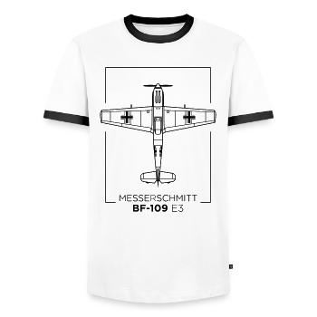Messerscmitt BF-109 E3 - Männer Kontrast-T-Shirt - Weiß/Schwarz - Vorne - AI Model Female 172 light (172cm) & AI Model Male 178 dark (178cm)
