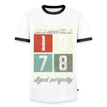 Legendary since 1978 44th birthday gift - Men's Ringer Shirt - white/black - Front - AI Model Female 172 light (172cm) & AI Model Male 178 dark (178cm)
