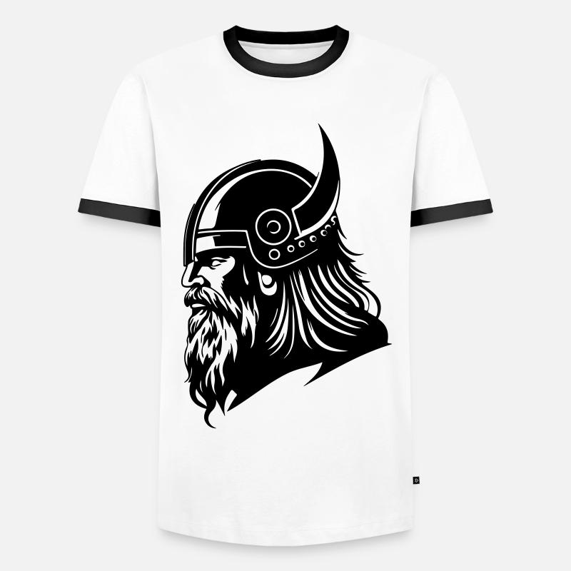 Wikinger Kopf Viking Krieger - Männer Kontrast-T-Shirt - Weiß/Schwarz