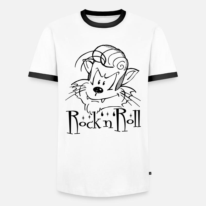Rock'n'Roll Cat - Men's Ringer Shirt - white/black