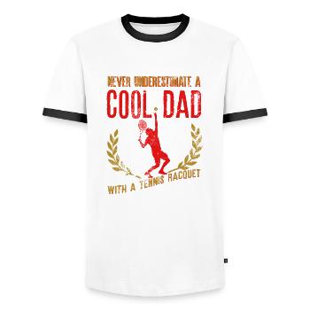Ne sous-estimez jamais un père cool avec une raquette - T-shirt contrasté Homme - blanc/noir - Devant - AI Model Female 172 light (172cm) & AI Model Male 178 dark (178cm)