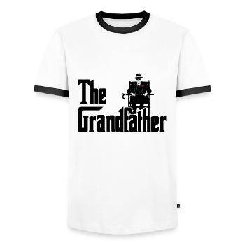 The Grandfather Funny Gift for Grandpas product - Men's Ringer Shirt - white/black - Front - AI Model Female 172 light (172cm) & AI Model Male 178 dark (178cm)
