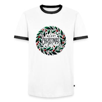 Frohe Weihnachten Design Lustiges Geschenk für Weihnachtsliebhaber - Männer Kontrast-T-Shirt - Weiß/Schwarz - Vorne - AI Model Female 172 light (172cm) & AI Model Male 178 dark (178cm)
