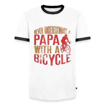 Unterschätze niemals einen Papa mit einem Fahrrad Perfekt - Männer Kontrast-T-Shirt - Weiß/Schwarz - Vorne - AI Model Female 172 light (172cm) & AI Model Male 178 dark (178cm)