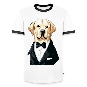 Labrador Art Lab dog Puppy Labrador Retriever - Men's Ringer Shirt - white/black - Front - AI Model Female 172 light (172cm) & AI Model Male 178 dark (178cm)