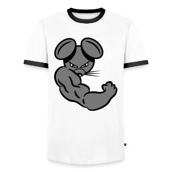 Steve strong - Men's Ringer Shirt - white/black - Front - AI Model Female 172 light (172cm) & AI Model Male 178 dark (178cm)