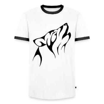 Wolf - Männer Kontrast-T-Shirt - Weiß/Schwarz - Vorne - AI Model Female 172 light (172cm) & AI Model Male 178 dark (178cm)