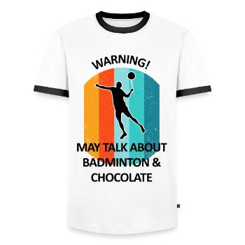 Badminton Badminton Badminton Player Chocolat - T-shirt contrasté Homme - blanc/noir - Devant - AI Model Female 172 light (172cm) & AI Model Male 178 dark (178cm)