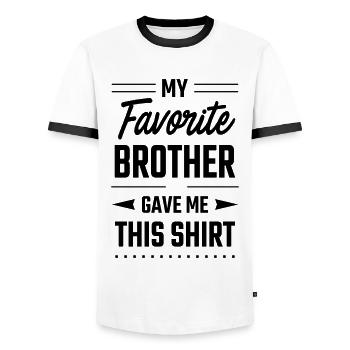 best sister best brother gift idea funny - Men's Ringer Shirt - white/black - Front - AI Model Female 172 light (172cm) & AI Model Male 178 dark (178cm)