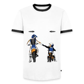 Motorrad Papa Sohn Motorräder Motorradfahren Bike - Männer Kontrast-T-Shirt - Weiß/Schwarz - Vorne - AI Model Female 172 light (172cm) & AI Model Male 178 dark (178cm)
