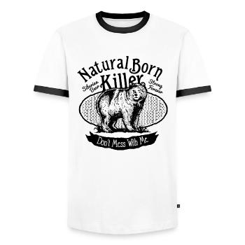 Bear vintage cool sayings gift - Men's Ringer Shirt - white/black - Front - AI Model Female 172 light (172cm) & AI Model Male 178 dark (178cm)