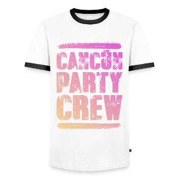 Cancun Party Crew Colorful - Men's Ringer Shirt - white/black - Front - AI Model Female 172 light (172cm) & AI Model Male 178 dark (178cm)
