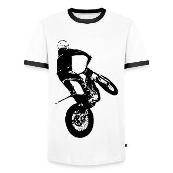 Trial - Männer Kontrast-T-Shirt - Weiß/Schwarz - Vorne - AI Model Female 172 light (172cm) & AI Model Male 178 dark (178cm)