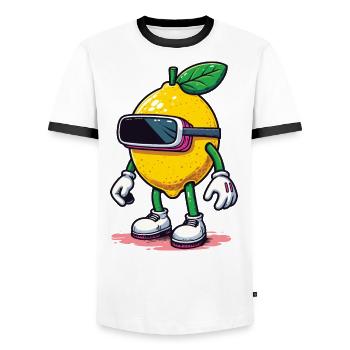 Coole Zitrone mit VR Brille Gamer Shirt - Männer Kontrast-T-Shirt - Weiß/Schwarz - Vorne - AI Model Female 172 light (172cm) & AI Model Male 178 dark (178cm)
