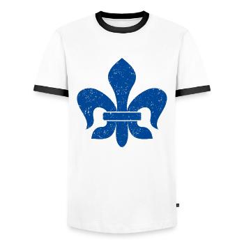 Fleur-de-lis / Lily - Men's Ringer Shirt - white/black - Front - AI Model Female 172 light (172cm) & AI Model Male 178 dark (178cm)