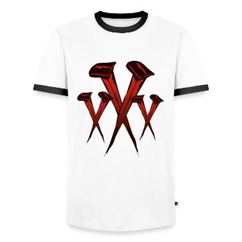 xxx - T-shirt contrasté Homme - blanc/noir - Devant - AI Model Female 172 light (172cm) & AI Model Male 178 dark (178cm)