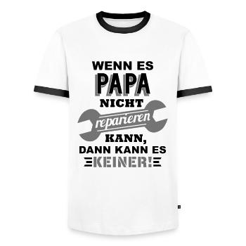 Papa (Reparatur) - Männer Kontrast-T-Shirt - Weiß/Schwarz - Vorne - AI Model Female 172 light (172cm) & AI Model Male 178 dark (178cm)