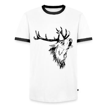 Hirsch - Männer Kontrast-T-Shirt - Weiß/Schwarz - Vorne - AI Model Female 172 light (172cm) & AI Model Male 178 dark (178cm)