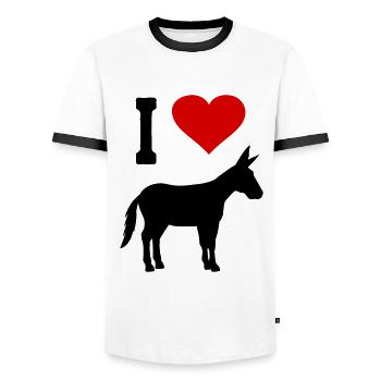 Donkey Love Muli Mule Heart Farm Animal Farmer - Men's Ringer Shirt - white/black - Front - AI Model Female 172 light (172cm) & AI Model Male 178 dark (178cm)