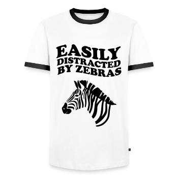 Easily DIstracted By Zebras Zebra - Männer Kontrast-T-Shirt - Weiß/Schwarz - Vorne - AI Model Female 172 light (172cm) & AI Model Male 178 dark (178cm)