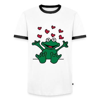 heart_frog_1220113c_a - T-shirt contrasté Homme - blanc/noir - Devant - AI Model Female 172 light (172cm) & AI Model Male 178 dark (178cm)