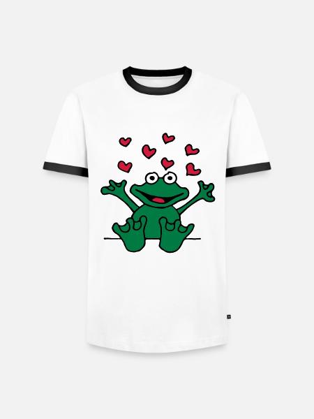 heart_frog_1220113c_a - Männer Kontrast-T-Shirt - Weiß/Schwarz