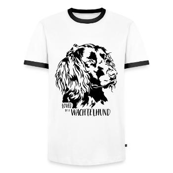 Aimé par un chien de caille disant chien Wilsigns - T-shirt contrasté Homme - blanc/noir - Devant - AI Model Female 172 light (172cm) & AI Model Male 178 dark (178cm)