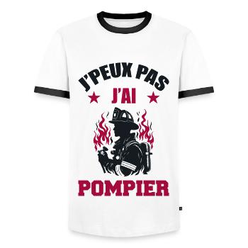 Ich kann keinen Feuerwehrmann haben - Männer Kontrast-T-Shirt - Weiß/Schwarz - Vorne - AI Model Female 172 light (172cm) & AI Model Male 178 dark (178cm)