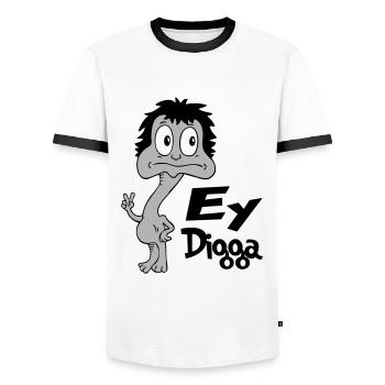 Sprüche Lustige Comic Ey Digga - Männer Kontrast-T-Shirt - Weiß/Schwarz - Vorne - AI Model Female 172 light (172cm) & AI Model Male 178 dark (178cm)