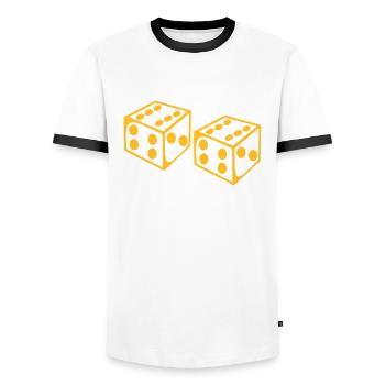 Dice - Number - Men's Ringer Shirt - white/black - Front - AI Model Female 172 light (172cm) & AI Model Male 178 dark (178cm)
