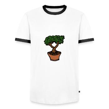 Bonsai Japanese Houseplant - Men's Ringer Shirt - white/black - Front - AI Model Female 172 light (172cm) & AI Model Male 178 dark (178cm)