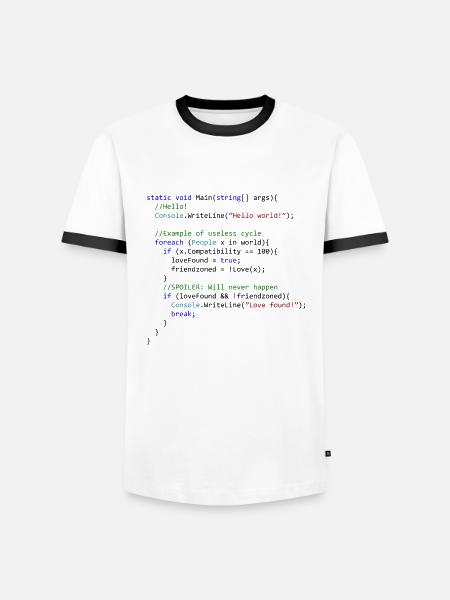 Love seen by a C # programmer - Men's Ringer Shirt - white/black