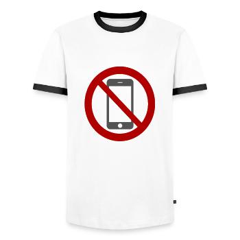 Mobile phone prohibited. - Men's Ringer Shirt - white/black - Front - AI Model Female 172 light (172cm) & AI Model Male 178 dark (178cm)