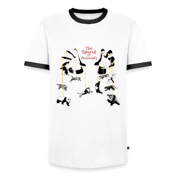 The Spirit of Animals - The Spirit of Animals - Men's Ringer Shirt - white/black - Front - AI Model Female 172 light (172cm) & AI Model Male 178 dark (178cm)