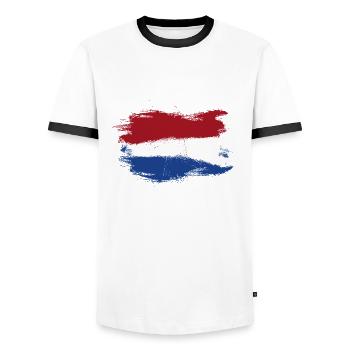 Netherlands Holland flag flag - Men's Ringer Shirt - white/black - Front - AI Model Female 172 light (172cm) & AI Model Male 178 dark (178cm)