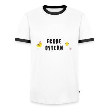 Frohe Ostern - Männer Kontrast-T-Shirt - Weiß/Schwarz - Vorne - AI Model Female 172 light (172cm) & AI Model Male 178 dark (178cm)