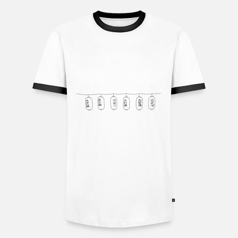 Japanese lanterns design - Men's Ringer Shirt - white/black
