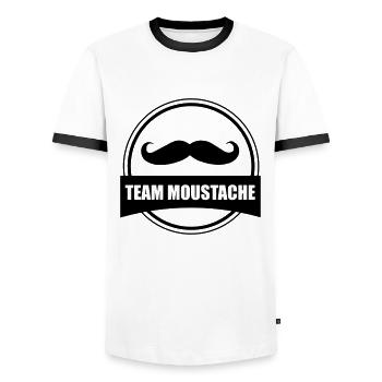 team moustache - T-shirt contrasté Homme - blanc/noir - Devant - AI Model Female 172 light (172cm) & AI Model Male 178 dark (178cm)