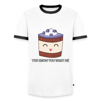 You Know You Want Me - Männer Kontrast-T-Shirt - Weiß/Schwarz - Vorne - AI Model Female 172 light (172cm) & AI Model Male 178 dark (178cm)