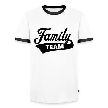 Équipe familiale (Famille / Noir) - T-shirt contrasté Homme - blanc/noir - Devant - AI Model Female 172 light (172cm) & AI Model Male 178 dark (178cm)