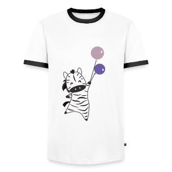 Le ballon zèbre fait voler des animaux amusants pour les enfants - T-shirt contrasté Homme - blanc/noir - Devant - AI Model Female 172 light (172cm) & AI Model Male 178 dark (178cm)
