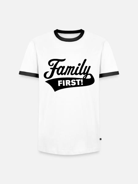 Family First ! Le plus important, c’est La Famille! - T-shirt contrasté Homme - blanc/noir